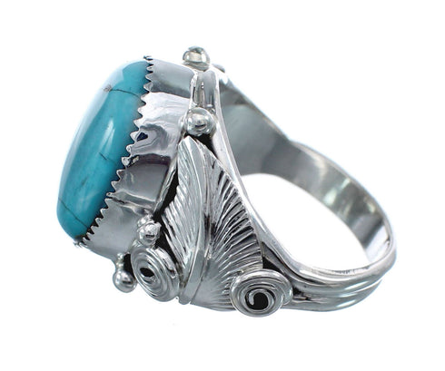 Sterling Silver Turquoise Native American Feather Ring Size 12-3/4 AX126144